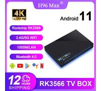 Boîtier Smart TV H96 MAX RK3566, Android 11, 4K @ 60fps, 1000M/LAN, pour touristes, WiFi 6, BT 4.0, avec Assistant Vocal Google, Lecteur MultiXXL 4G 32G