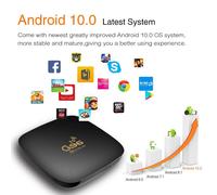 Boîtier Smart TV Q96 Android 10.0/3D/4K/Hd/HDR/H2.65, décodeur avec Wifi 2.4/5 ghz et récepteur Bluetooth, lecteur multimédia Youtube et Google