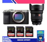 Boitier Sony A7C II Silver + FE 12-24mm f/2.8 GM + 3 SanDisk 64GB Extreme PRO UHS-II SDXC 300 MB/s + Ebook 'Devenez Un Super Photographe