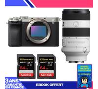 Boitier Sony A7C II Silver + FE 70-200mm f/4 Macro G OSS II + 2 SanDisk 64GB Extreme PRO UHS-II SDXC 300 MB/s + Ebook 'Devenez Un Super Photographe