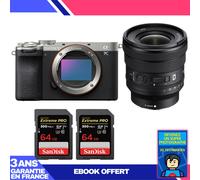 Boitier Sony A7C II Silver + FE PZ 16-35mm f/4 G + 2 SanDisk 64GB Extreme PRO UHS-II SDXC 300 MB/s + Ebook 'Devenez Un Super Photographe