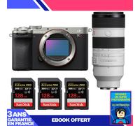 Boitier Sony A7CR Silver + FE 70-200mm f/2.8 GM OSS II + 3 SanDisk 128GB Extreme PRO UHS-II SDXC 300 MB/s + Ebook 'Devenez Un Super Photographe