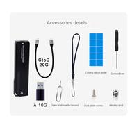 Boîtier SSD M.2 NVMe 20 Gbit/s USB 3.0 Type C PCIe Boîtier externe USB3 M2 Couvercle de boîte de rangement Disque dur SSD, A