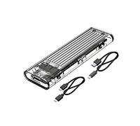 Boîtier SSD M.2 NVMe, ORICO 10Gbps Type-C USB3.1 Gen2 Transparent Adaptateur pour Disque Dur de 2280 PCI-E M2 M-Key SSD, avec C to C & C to A câble, Outil Gratuit(Argent)