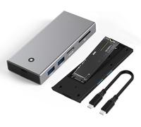 Boîtier Ssd M.2 Nvme Sata Avec Hub, Adaptateur M.2 Nvme Ssd,Aluminum External Boîtier M2 Disque Dur Pour Nvme Pcie Sata,Station D'Accueil 4 En 1 Usb C Avec 5 Gpbs Usb 2.0, Sd, Micro Sd