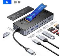 Boîtier SSD M 2 répartiteur de moyeu USB C PD100W Station d'accueil d'extension 10Gbps M2 NVMe SATA boîtier Externe 4K 60Hz HDMI Compatible avec(A)