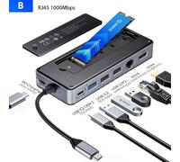 Boîtier SSD M 2 répartiteur de moyeu USB C PD100W Station d'accueil d'extension 10Gbps M2 NVMe SATA boîtier Externe 4K 60Hz HDMI Compatible avec(B)