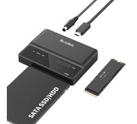 Boîtier SSD NVMe, Adaptateur USB vers M.2 et SATA 10Gbps, Lecteur de Disque Dur Externe PCIe NVMe Gratuit, Compatible avec M.2 (Touches M et M+B), Toutes Tailles et SSD/HDD SATA 2,5"/3,5"