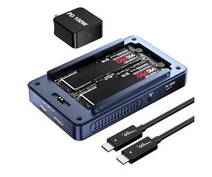 Boîtier SSD NVMe M.2 40 Gbps à Double Baie avec Ventilateur Thunderbolt 4/3 et USB4 - Prise en Charge Raid Logiciel, Dual Écran 8K, Compatible M1/M2/Windows (TBU405Pro Max)