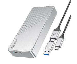 Boîtier Thunderbolt 3 M.2 NVMe Compatible avec Thunderbolt 3/4 USB 3.2/3.1/3.0/2.0 Type-C/A, SANZANG 40Gbps M.2 SSD Boîtier Adaptateur pour 2280 M-Key (B+M Key) NVMe SSD, jusqu'à à 2700 Mo/s, Argent