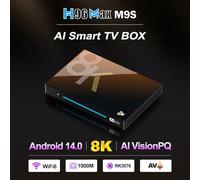 Boîtier TV Android 14.0, H96 Max M9S RK3576 Quad-Core 64 Bits Cortex-A53, Compatible 2,4G/5G Dual Wifi6, 8K 10/100M Ethernet HDMI 2.0 USB 3.0/2.0,8gb+128gb