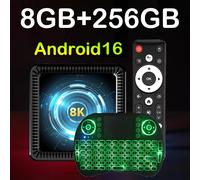 Boîtier TV intelligent 8K Android 16 Q19 2026 avec 4 Go/8 Go de RAM, 128 Go/256 Go de ROM, Google Assistant, Bluetooth 6.0, Wi-Fi 6, lecteur multimédia en streaming rapide 4G 32G Voice Remote
