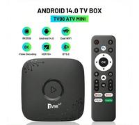Boîtier TV intelligent Android 14, véritable boîtier TV intelligent Android, équipé d'un processeur quadricœur RK3518 4K, double Wi-Fi 6, Bluetooth 5, télécommande vocale, 2 Go de RAM et 16 Go de stoc