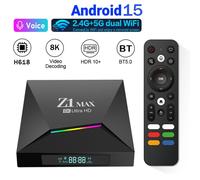 Boîtier TV intelligent Z1 Max Android 15 Allwinner H618 Quad Core 4G 5G Dual WiFi BT5.0 Lecteur multimédia Télécommande vocale numérique HD 8K 4K iptv 8g