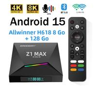 Boîtier TV Z1 Max Android 15 IPTV Allwinner H618 Quad Core 4G 5G Dual WiFi HD 8K 4K Lecteur Multimédia BT 5.0 Prise en Charge de la Télécommande Vocale z1max2gb16gbeu