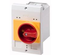 Boîtier vide Eaton E-PKZ0-GR 072908 montage encastré, avec arrêt d'urgence (L x l x H) 80 x 85 x 129 mm rouge, jaune, gris 1 pc(s)