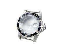 Boîtier Vintage NH35 39,5 mm en Acrylique, Lunette 120 clics, GMT/SUB en Aluminium, for Montres NH34/NH35/NH36(Silver)