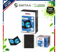 Boîtiers DVD Slim doubles Hama 10 pièces CD Blu-ray Noir Transparent