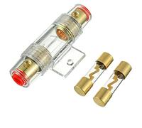 BOJACK 1 porte-fusible AGU en ligne plaqué or et 2 fusibles AGU en verre plaqué or 100A pour la protection de sécurité de l'alimentation audio automobile (100A)