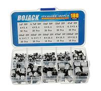 BOJACK 10 Valeurs 180 Pièces 1 uF ~ 1000 uF SMD Kit d'assortiment de condensateurs électrolytiques en aluminium