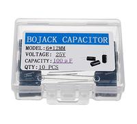 BOJACK 100uF 25V 6x12mm Condensateurs 100 MFD 25 Volts 0,24x0,47 pouce ± 20% Condensateurs électrolytiques en aluminium (paquet de 10 pièces)