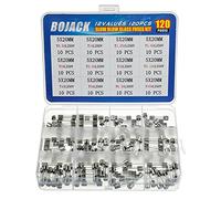BOJACK 12 Valeurs 120 pièces Kit d'assortiment de Fusibles à action lente 5x20mm 250V T0.5 1 1.25 1.6 2 2.5 3 3.15 4 5 6.3 10 A Emballage dans une boîte en plastique transparente