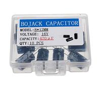 BOJACK 470uF 16V 8x12mm Condensateurs 470 MFD 16 volts 0.32x0.47 pouces ± 20% condensateurs électrolytiques en aluminium (paquet de 10 pièces)