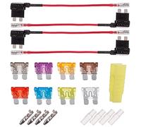 BOJACK 4pcs 12V 24V Standard ATC Add-a-Circuit Robinets à Fusibles, Porte-Fusible à Lame Arrière avec 8pcs Fusibles mini (2A / 3A / 5A / 7.5A / 10A / 15A / 20A / 25A)