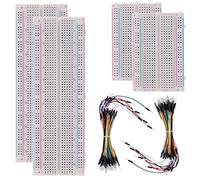 BOJACK Breadboard Kit Planche à Pain sans Soudure 2 Pcs 830 Points d'attache & 2 Pcs 400 Points d'attache & 126 Pcs Fils de Cavalier de Planche à Pain Flexible (3 Valeurs 130 Pcs)