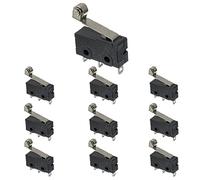 BOJACK Lot de 10 micro-interrupteurs de fin de course avec bras à levier à rouleau momentané SPDT 1NO 1NC 3 broches 5 A 125 250 VAC