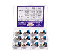BOJACK Lot de 12 potentiomètres rotatifs linéaires B1K-B1M Ohm à tige moletée à 3 bornes, coniques linéaires (WH148) à simple tour en film de carbone - Assortiment de résistances variables