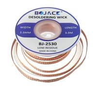 BOJACK Tresse à dessouder Fil de tresse à dessouder 2,5mm x 3,0m sans nettoyage pour démonter les composants électroniques, enlever la soudure, nettoyer ou réparer les accessoires (1 pièce)