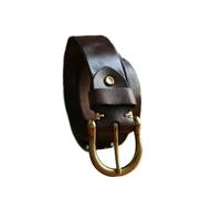 BOJHGO 1 pièces fait à la main classique Style rétro pur cuivre fer cheval boucle sans intercalaire hommes ceinture en cuir véritable jean homme(Coffee,115cm)