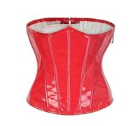 BOJHGO Corsets en cuir sous la poitrine, bustiers PVC brillant à baleines plastique, basques gainantes, corsets amincissants(Red,XL)