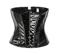 BOJHGO Corsets en cuir sous la poitrine, bustiers PVC brillant à baleines plastique, basques gainantes, corsets amincissants(Black,S)