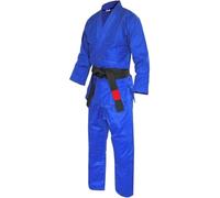 BOJHGO Costumes de Judo 450gsm, Hauts 240gsm, Pantalons, Uniforme d'arts Martiaux, Kimono Blanchi, Tissage Simple, Gi avec Ceinture Blanche pour Entraînement(Blue,XXXXL-200CM)