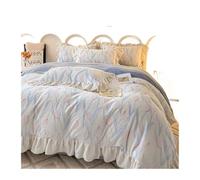 BOJHGO Ensemble de literie sculpté en Farine Lait for Fille, lit à Volants, Tulipe, épais et Chaud, Housse Couette, Drap taie d'oreiller, décor Chambre Coucher(Pink,Queen200x230cm 4pcs)