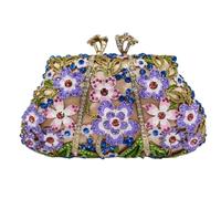 BOJHGO Femmes fleur pierres sac de soirée strass métal pochettes Bling embrayages dame fête dîner sacs à main(Multi 2)