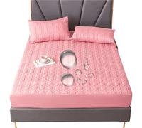 BOJHGO Housse de Matelas en Coton imperméable, Housse, Protection Remplacement lit, draps Simples, Doubles et Multi-Tailles (sans taie d'oreiller)(Pink,160x200x30cm)