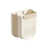 BOJHGO Poubelle de cuisine sans poinçon, porte d'armoire murale, panier poubelle domestique pliable, salle bains, toilettes, seau rangement(Beige-11L)