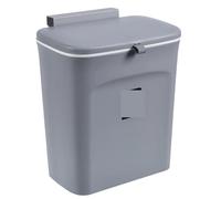 BOJHGO Poubelle suspendue avec couvercle, grande capacité, panier de recyclage cuisine, porte d'armoire, salle bains, poubelle murale(7L,Gray)