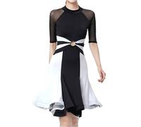 BOJHGO Robe de Danse Latine Sexy for Femme, Patchwork, cha, Tango(White 1,M)