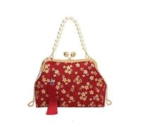 BOJHGO Sac à main de luxe brodé rétro for femmes, pochette soirée Design for dames, sac mariage, dîner(Red)