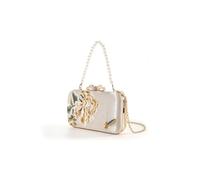 BOJHGO Sac de soirée brodé for femmes, pochette luxe élégante, exquise et silencieuse, Vintage, papillon, pivoine, broderie perles(White)