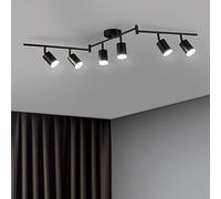 Bojim Noir Plafonnier LED 6 Spots Cuisine Lumiere Plafond Orientable Eclairage Précis, Lustre GU10 Ceiling Light Long Lampe Rampe Spot sur Rail pour Interieur Salon Bureau Chambre, Sans Ampoules