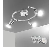 Bojim Plafonnier LED 3 Spot, Luminaire Plafond Lustre Orientable GU10 Light, Lampe Eclairage de Cuisine Applique, Ampoules Blanc Neutre Incl 3 x 6W, pour Interieur Salle Manger Salon Bain, Nickel Mat