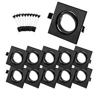 Bojim Projecteurs Spot Encastrable GU10 Noir Carré, Cadre De Montage Encastrable 68mm Avec Douilles en céramique GU10, Cadres Pour Spots à Encastrer Orientables 30°, spot encastré 230V, Lot De 10