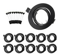Bojim Spot Encastrable GU10 Set, Cadre De Montage En Noir Mat 68mm Avec Douilles en céramique GU10, Cadres Pour Spot Encastrable 68mm Orientables 30°, Rond Lampe Encastrée Led 230V, Lot De 10