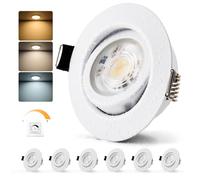Bojim Spot LED Encastrable 7W Dimmable, Salle de Bain IP44, Trou 68mm - 80mm, Blanc Chaud Neutre Froid, Spots Extra Plats pour Salon et Cuisine, Lot de 6