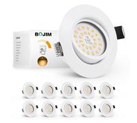 Bojim Spot LED Encastrable Dimmable Extra Plat, 230V Blanc Chaud Trou 68mm-80mm 5.5W 600LM Métal, Spots Pour Cuisine Salon Chambre Salle de bain, Pack de 10